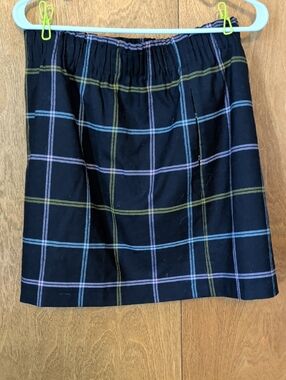 J. Crew Black Plaid Mini Skirt with Blue & Green Windowpane